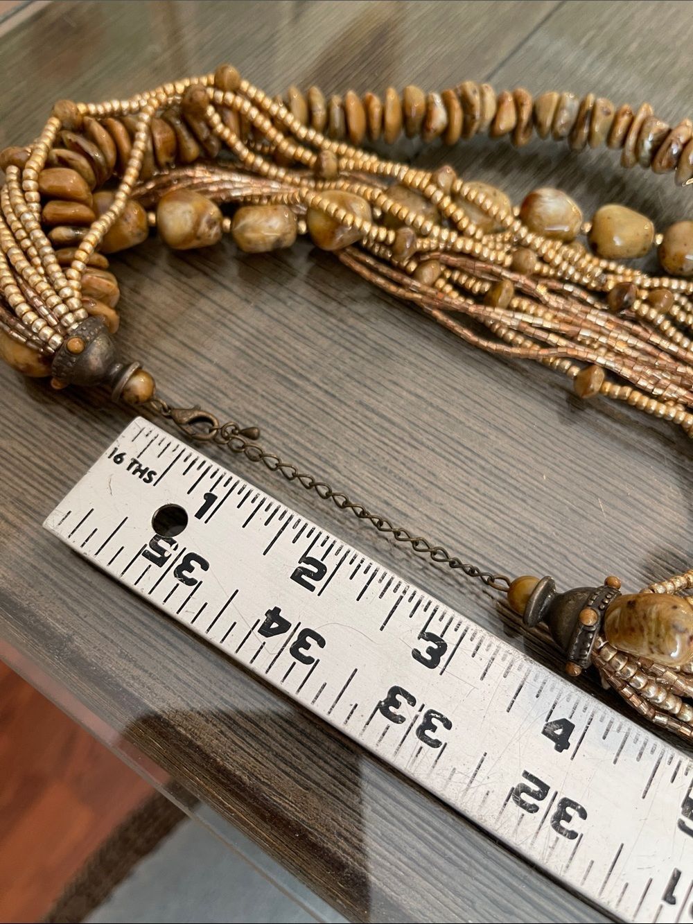 Vintage Multi-strand Chunky Statement Necklace Acrylic Beads Faux Jasper/Agate - Picture 8 of 16